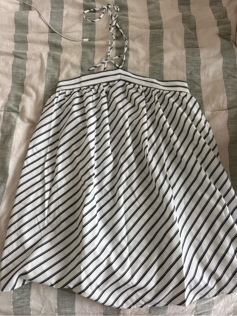 Women’s White & Black Striped Halter Skirt